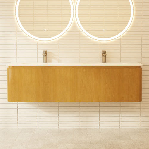 Тумба с раковиной+зеркало Art Decco Coco (Коко) ACC15W14D1M0 150x45x40 подвесная цвет белый дуб - фото 4