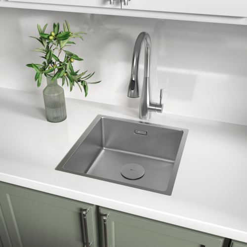 Кухонная мойка LeMark Olanga 440 9937121 44х44 цвет сталь - фото 4