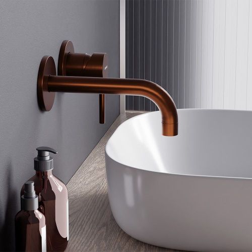 Смеситель для раковины Damixa Scandinavian Pure 360260500 встраиваемый в стену розовое золото - фото 3