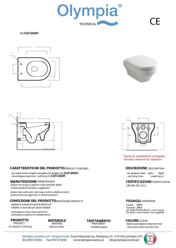 Чаша унитаза подвесная Olympia Clear CLE1202R13 цвет черный глянцевый без сиденья безободковая - фото 2