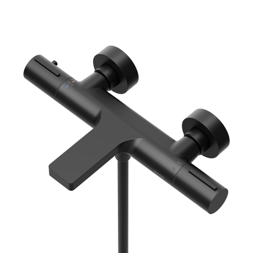 Смеситель для ванны и душа Sancos Etna SC9006MB настенный черный с термостатом - фото 2