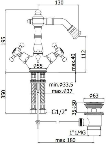 Смеситель Paffoni Belinda FBLV135BR на биде бронза - фото 2
