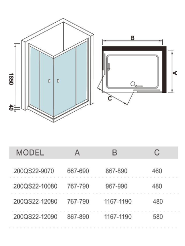 Душевой уголок WeltWasser WW200 10000001231 120х90 стекло прозрачное профиль хром глянцевый без поддона - фото 2