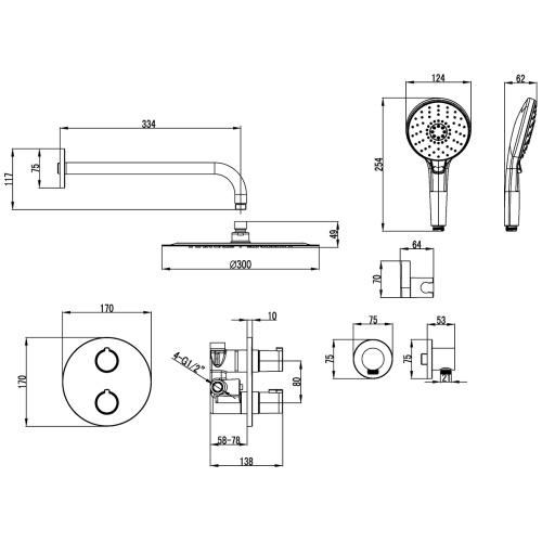 Душевая система LeMark Yeti LM7829C встраиваемая в стену с термостатом - фото 2