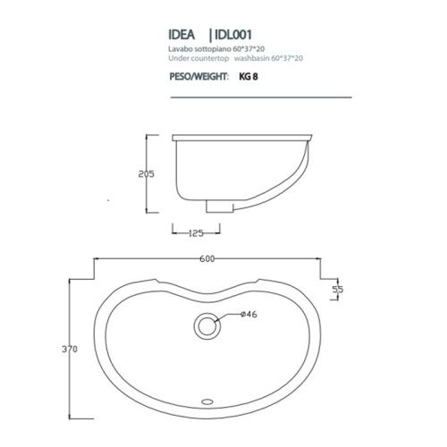 Раковина керамическая Artceram Washbasin IDL001 01 00 60х40 встраиваемая цвет белый без отверстий под смеситель - фото 2