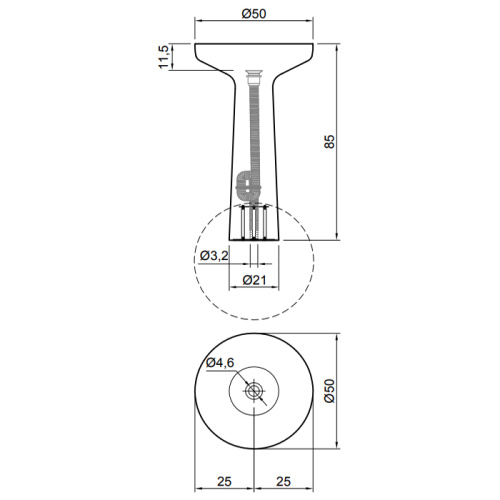 Раковина из композита Antonio Lupi Ago 50 см AGO85 Bianco/cr напольная цвет белый без отверстий под смеситель - фото 2