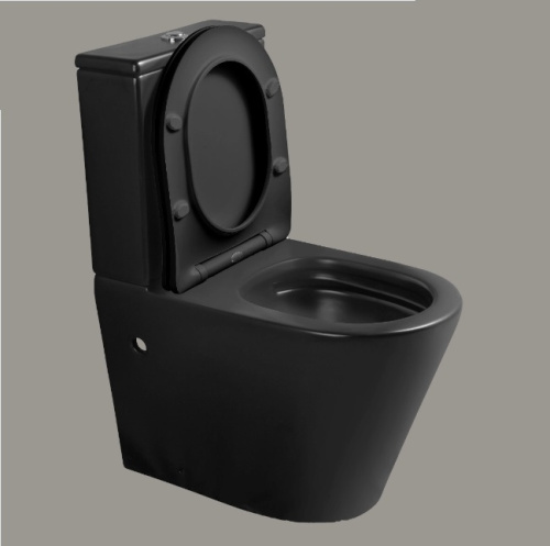 Унитаз напольный с бачком Cerutti SPA CT9865 черный матовый с сиденьем микролифт безободковый каскадный смыв - фото 4