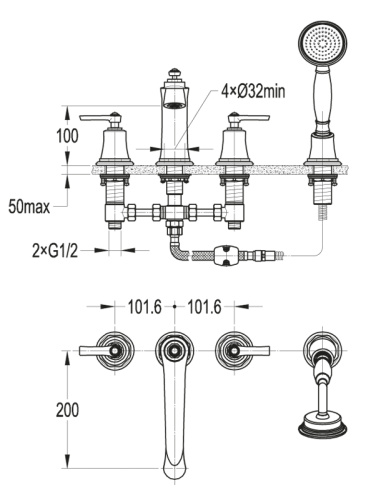 Смеситель Cezares LIBERTY LIBERTY-F-BVD4-01 на борт ванны хром - фото 2