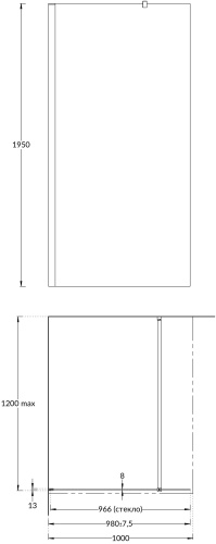 Душевая перегородка Kerama Marazzi VETRO VE.100.WI.CR 100x195 стекло прозрачное профиль хром - фото 2