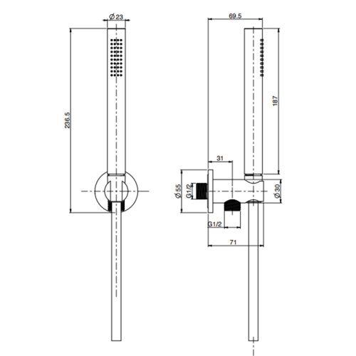 Душевой гарнитур Fima Carlo Frattini Spillo Steel F2951/4INOX настенный сталь - фото 2