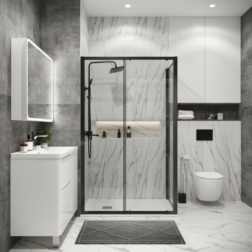 Душевая перегородка Grossman Cosmo 200.K33.02.90.42.00 90х195 стекло прозрачное профиль графит - фото 4