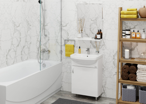 Комплект мебели: тумба 52x44x82 + раковина + зеркало Onika ЭКО 105205 напольный цвет белый - фото 5