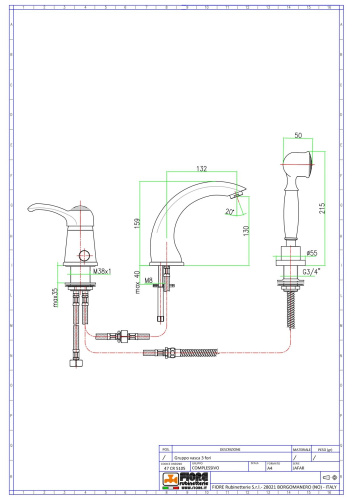 Смеситель Fiore Jafar 47CR5105 на борт ванны хром - фото 2