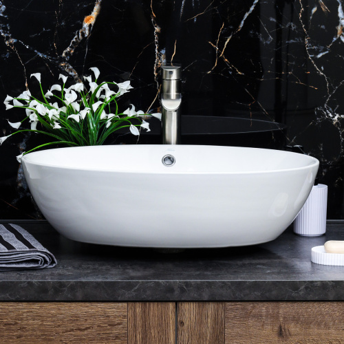 Раковина из сантехнического фарфора Melana 320314-805 60х44 накладная цвет белый без отверстий под смеситель - фото 5