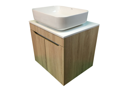 Тумба с раковиной Sintesi STL.W7021_SIN-LVB-APP-409 60х55х50 подвесная цвет белый/коричневый - фото 4