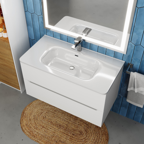 Раковина керамическая Uperwood Monica RMonica90wg 91х46 полувстраиваемая цвет белый - фото 3