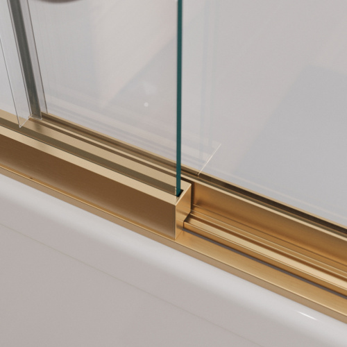 Душевая шторка на ванну Cezares SLIDER SLIDER-FIX-VF-11-90/150-C-BORO 90х150 стекло прозрачное профиль золото брашированное ориентация универсальная - фото 3