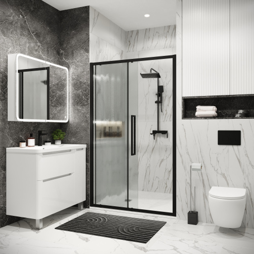 Душевая дверь Grossman Cosmo 100.K33.02.130.21.02 130х195 стекло текстурное профиль черный матовый - фото 5