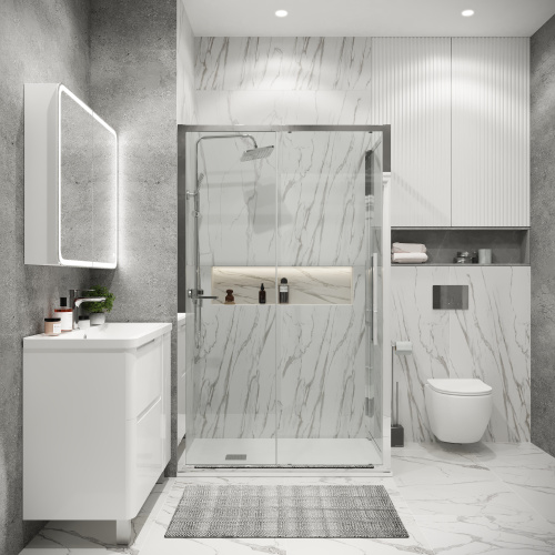 Душевая перегородка Grossman Cosmo 200.K33.02.90.10.00 90х195 стекло прозрачное профиль хром глянцевый - фото 4