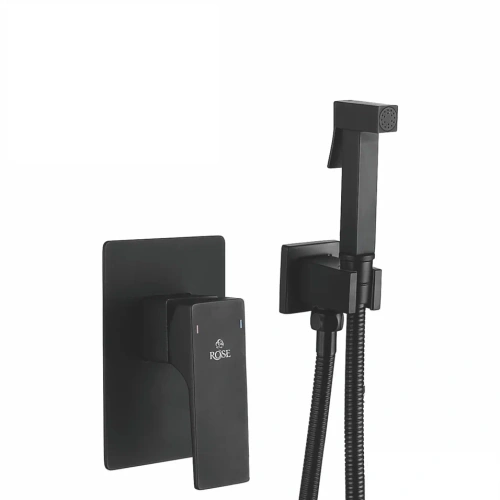 Гигиенический душ со смесителем Rose R1005H черный - фото 2