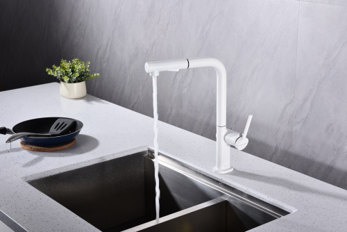 Смеситель для кухни Paulmark NEO Ne214419-WH на раковину белый матовый - фото 3