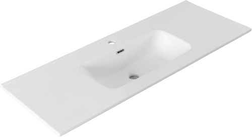 Раковина керамическая Aquanet Flat 00330427 120х47 полувстраиваемая цвет белый 1 отверстие под смеситель - фото 3