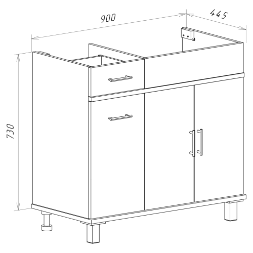 Тумба под раковину Misty Купер П-Куп01090-012БкП 90х44х73 напольная - фото 5