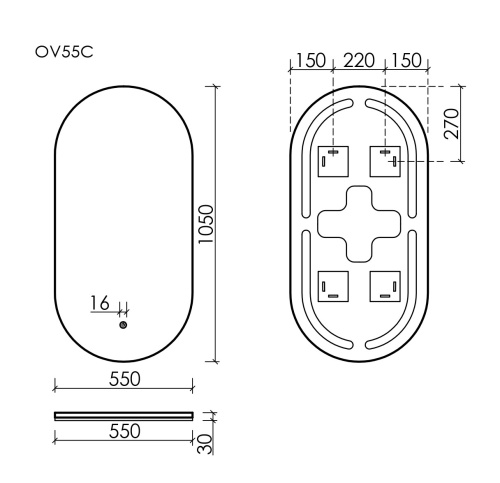 Зеркало в ванную Sancos Oval OV55C 55х90 - фото 5