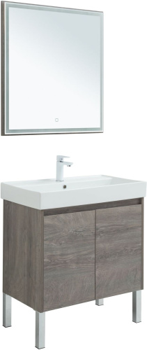 Комплект мебели: тумба с раковиной + зеркало Aquanet Nova Lite 00302536 76x46x136 напольный/подвесной цвет коричневый - фото 4