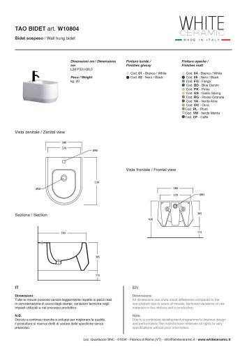 Биде White Ceramic Tao W1080401 подвесное - фото 3