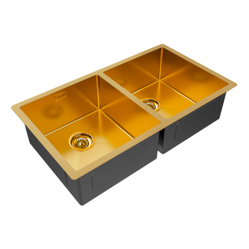 Кухонная мойка Paulmark GERBERG 78/2 UNI PM237844-BG 35х39 цвет брашированное золото поверхность матовая - фото 2