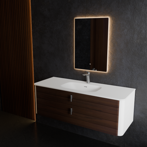 Тумба с раковиной+зеркало Art Decco Gabriella (Габриелла) AGB12W24S1M0 120x45x40 подвесная цвет черный орех - фото 2