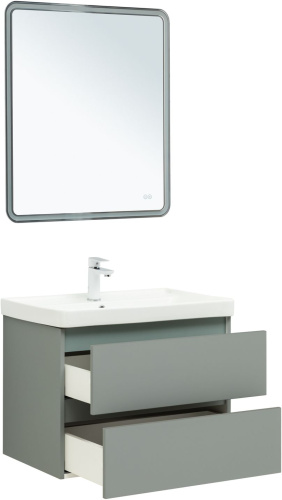 Тумба под раковину Aquanet Вега 2.0 00337960 69х46х50 подвесная цвет зеленый/серый - фото 4