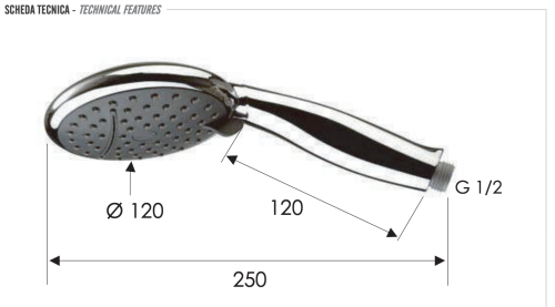 Душевая лейка Remer 318CAX округлая - фото 2