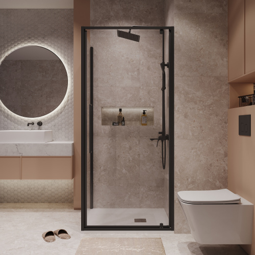 Душевой уголок Niagara Nova NG-85-8AB-A90B-34 80х90 стекло прозрачное профиль черный матовый без поддона - фото 4