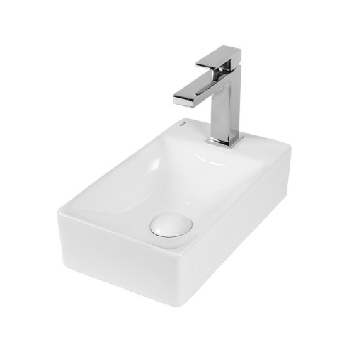 Раковина из сантехнического фарфора Bond Cube S12-380R 38х22 накладная цвет белый глянцевый 1 отверстие под смеситель