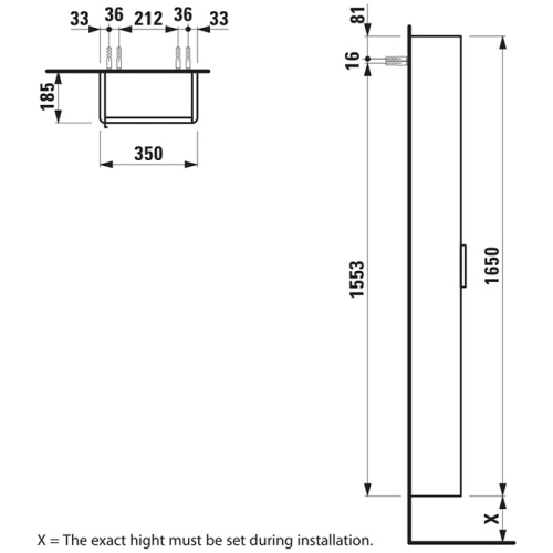 Шкаф-пенал Laufen Base 4.0264.2.110.260.1 35х19х165 цвет белый матовый - фото 2