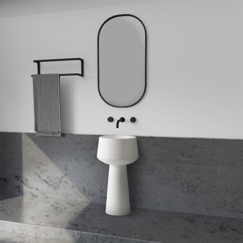 Раковина из искусственного камня Abber STEIN AS2508 50х50 напольная цвет белый матовый без отверстий под смеситель - фото 2