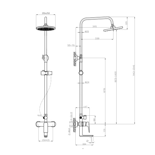 Душевая стойка Tokito Rain TOK-RAI-1021 настенная цвет хром - фото 4