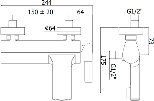 Смеситель для ванны с душем Paffoni Rock RO023CR настенный хром - фото 2
