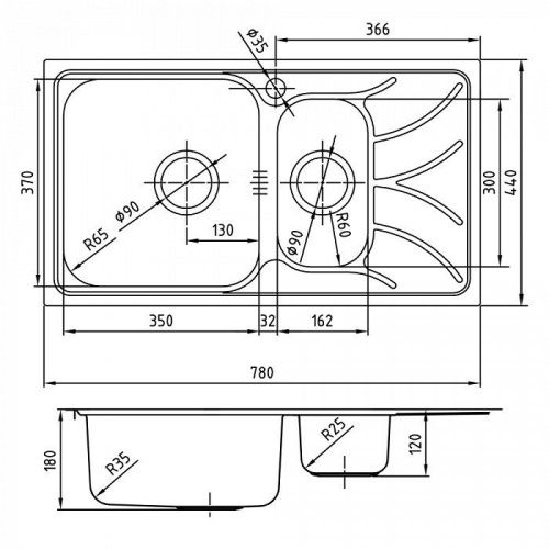 Кухонная мойка IDDIS Arro ARR78SXi77 78х44 цвет хром поверхность глянцевая - фото 2