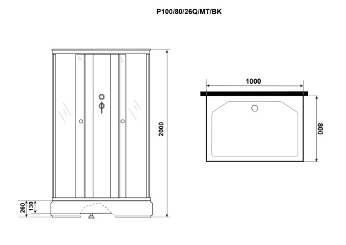 Душевая кабина Niagara Promo P100/80/26Q/MT/BK 100х80 прямоугольная без крыши ориентация универсальная - фото 4