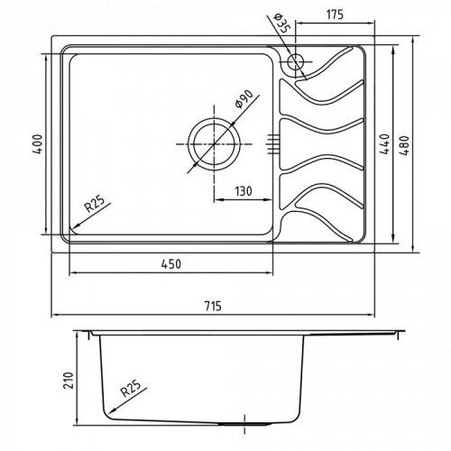 Кухонная мойка IDDIS Reeva REE71SLi77 72х48 цвет хром поверхность глянцевая - фото 2