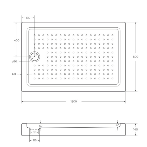 Душевой поддон Cezares TRAY-A-AH-120/80-15-W0 120х80 акрил белый с ножками - фото 2