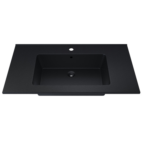 Раковина из искусственного камня Uperwood Parma Quartz 291003011 86х48 полувстраиваемая цвет черный - фото 3