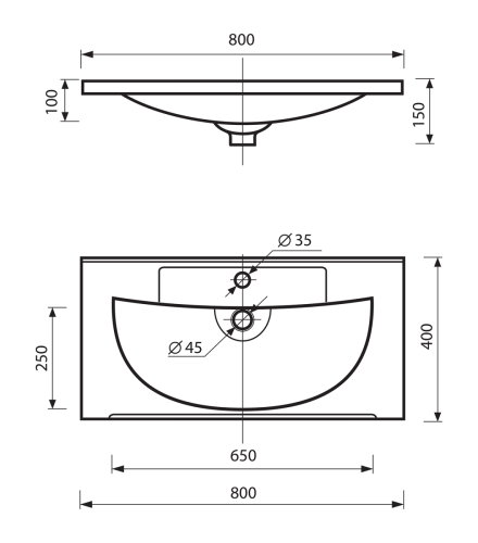 Раковина мебельная из искусственного камня Misty EVVA 80 Р-Евв14080-Д 80х40 накладная цвет белый - фото 3