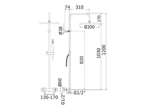 Душевая стойка Mamoli Pico 382702560021 настенная хром - фото 2