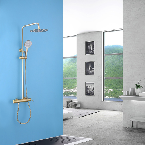 Душевая стойка ABBER AF8816G настенная цвет золото матовое - фото 2