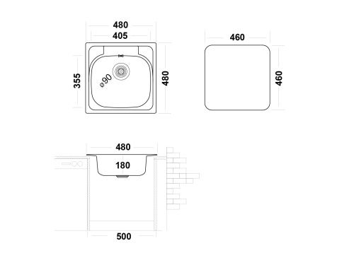Кухонная мойка Ukinox Гранд GRP480.480 -GT8K 0C 48х48 цвет хром поверхность полированная - фото 3