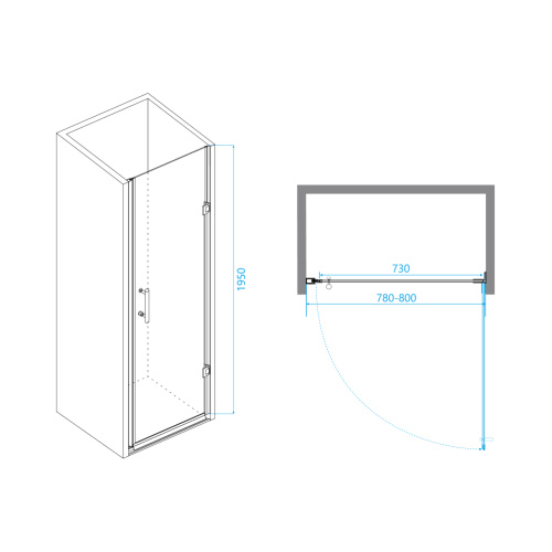 Душевая дверь RGW Passage 41080608-14 80х195 стекло прозрачное профиль черный - фото 2